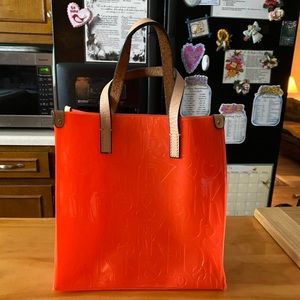 Dooney Bourke IT Acrylic Orange Monogram Shopper,Lunch,Beach